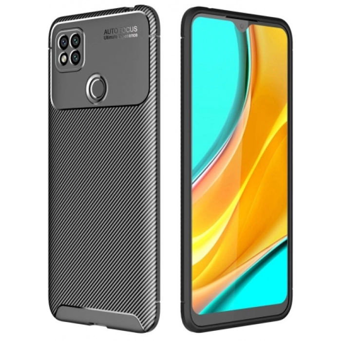 Xiaomi Redmi 9C Kılıf Silikon Parmak İzi Bırakmayan Karbon Soft Negro Kapak - Siyah
