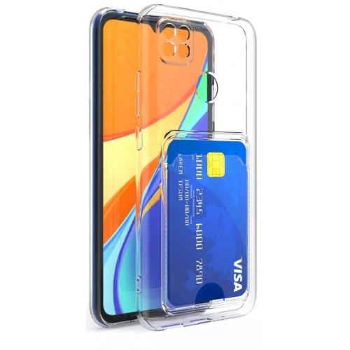 Xiaomi Redmi 9C Kılıf Kartlıklı Şeffaf Esnek Silikon Kamera Korumalı