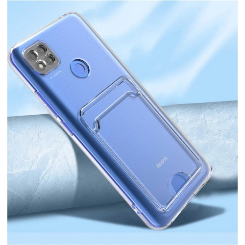Xiaomi Redmi 9C Kılıf Kartlıklı Şeffaf Esnek Silikon Kamera Korumalı