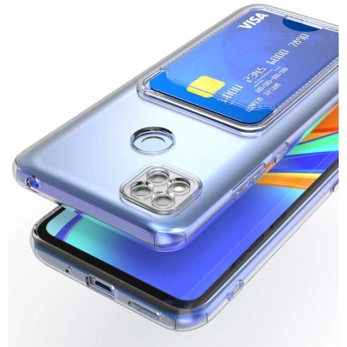 Xiaomi Redmi 9C Kılıf Kartlıklı Şeffaf Esnek Silikon Kamera Korumalı