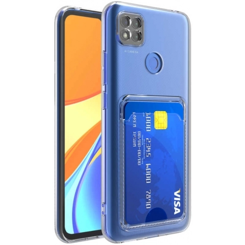 Xiaomi Redmi 9C Kılıf Kartlıklı Şeffaf Esnek Silikon Kamera Korumalı