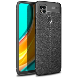 Xiaomi Redmi 9C Kılıf Deri Görünümlü Lüks Parmak İzi Bırakmaz Niss Silikon Kapak - Siyah