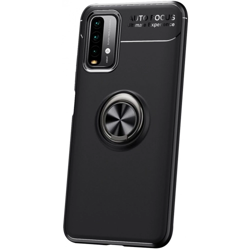 Xiaomi Redmi 9T Kılıf Renkli Silikon Yüzüklü Standlı Auto Focus Ravel Kapak - Siyah