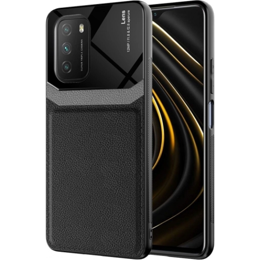 Xiaomi Redmi 9T Kılıf Deri Görünümlü Emiks Kapak - Siyah