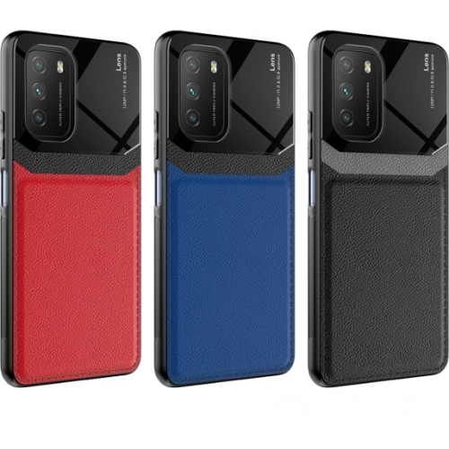 Xiaomi Redmi 9T Kılıf Deri Görünümlü Emiks Kapak - Siyah