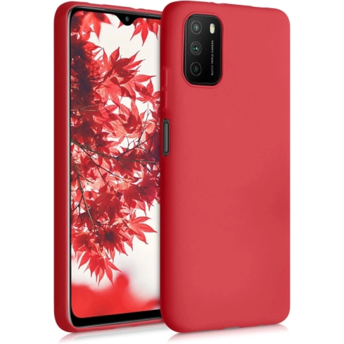 Xiaomi Redmi 9T Kılıf İnce Soft Mat Renkli Esnek Silikon Kapak - Kırmızı