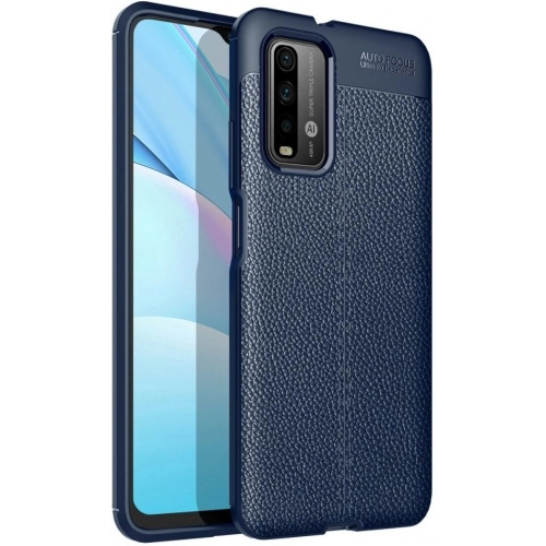 Xiaomi Redmi 9T Kılıf Deri Görünümlü Lüks Parmak İzi Bırakmaz Niss Silikon Kapak - Lacivert