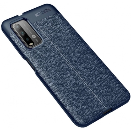 Xiaomi Redmi 9T Kılıf Deri Görünümlü Lüks Parmak İzi Bırakmaz Niss Silikon Kapak - Lacivert