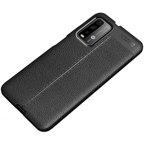 Xiaomi Redmi 9T Kılıf Deri Görünümlü Lüks Parmak İzi Bırakmaz Niss Silikon Kapak - Siyah