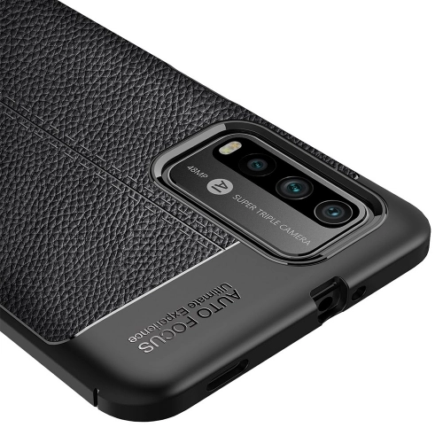 Xiaomi Redmi 9T Kılıf Deri Görünümlü Lüks Parmak İzi Bırakmaz Niss Silikon Kapak - Siyah