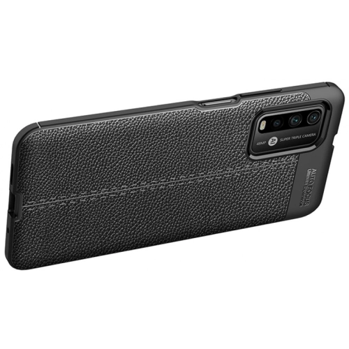 Xiaomi Redmi 9T Kılıf Deri Görünümlü Lüks Parmak İzi Bırakmaz Niss Silikon Kapak - Siyah