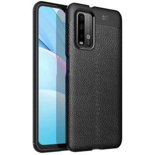 Xiaomi Redmi 9T Kılıf Deri Görünümlü Lüks Parmak İzi Bırakmaz Niss Silikon Kapak - Siyah