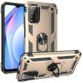 Xiaomi Redmi 9T Kılıf Silikon Zırhlı Standlı Yüzüklü Mıknatıslı Tank Kapak - Gold