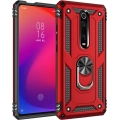 Xiaomi Redmi K20 Kılıf Silikon Zırhlı Standlı Yüzüklü Mıknatıslı Tank Kapak - Kırmızı