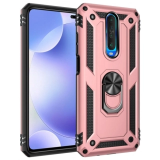 Xiaomi Redmi K30 Kılıf Silikon Zırhlı Standlı Yüzüklü Mıknatıslı Tank Kapak - Siyah