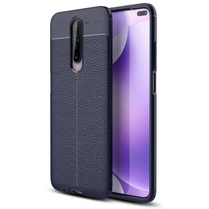 Xiaomi Redmi K30 Kılıf Deri Görünümlü Lüks Parmak İzi Bırakmaz Niss Silikon Kapak - Lacivert