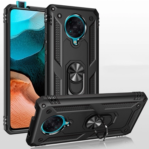Xiaomi Redmi K30 Pro Kılıf Silikon Zırhlı Standlı Yüzüklü Mıknatıslı Tank Kapak - Kırmızı