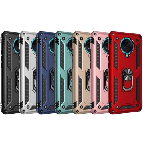 Xiaomi Redmi K30 Pro Kılıf Silikon Zırhlı Standlı Yüzüklü Mıknatıslı Tank Kapak - Lacivert