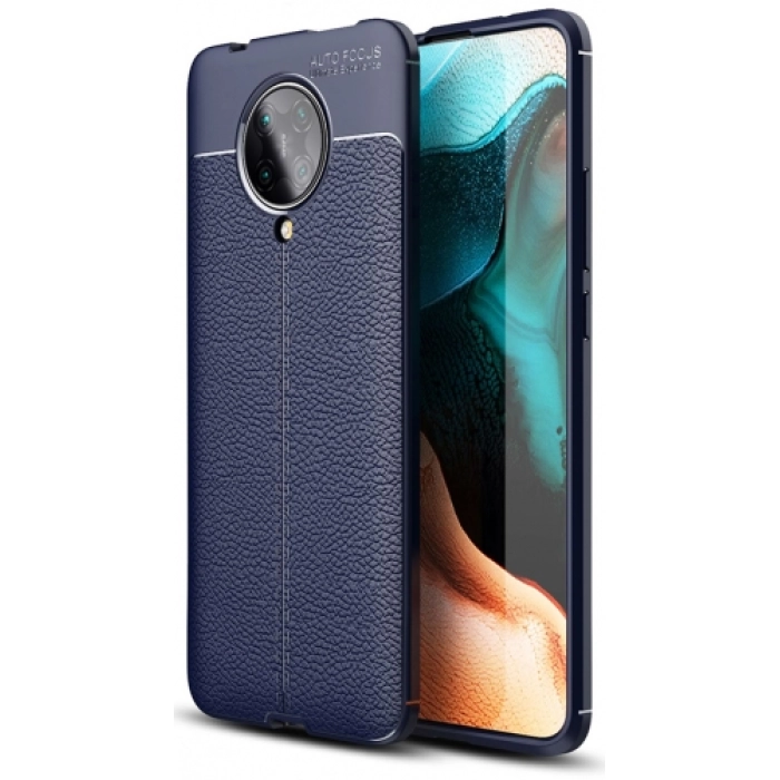 Xiaomi Redmi K30 Pro Kılıf Deri Görünümlü Lüks Parmak İzi Bırakmaz Niss Silikon Kapak - Lacivert