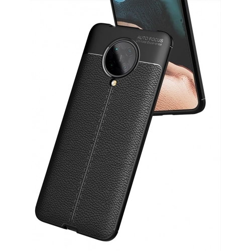 Xiaomi Redmi K30 Pro Kılıf Deri Görünümlü Lüks Parmak İzi Bırakmaz Niss Silikon Kapak - Siyah