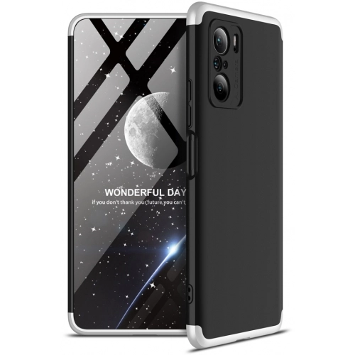 Xiaomi Redmi K40 Kılıf 3 Parçalı 360 Tam Korumalı Rubber AYS Kapak - Gri Siyah