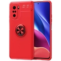 Xiaomi Redmi K40 Kılıf Renkli Silikon Yüzüklü Standlı Auto Focus Ravel Kapak - Kırmızı