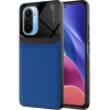 Xiaomi Redmi K40 Kılıf Deri Görünümlü Emiks Kapak - Mavi