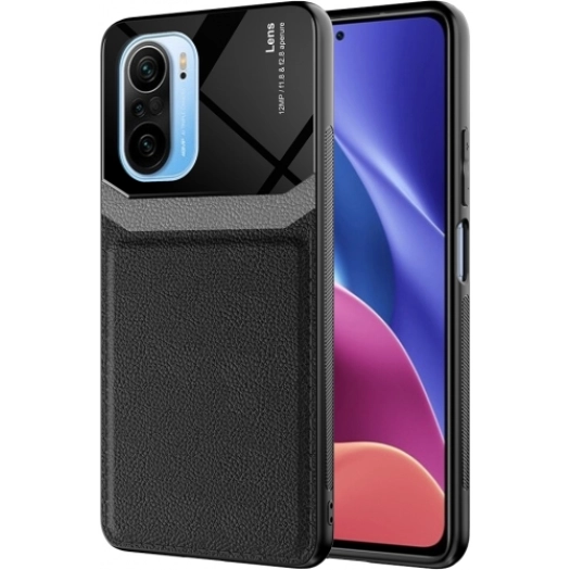 Xiaomi Redmi K40 Kılıf Deri Görünümlü Emiks Kapak - Siyah