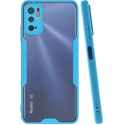 Xiaomi Redmi Note 10 5G Kılıf Renkli Silikon Kamera Lens Korumalı Şeffaf Parfe Kapak - Mavi