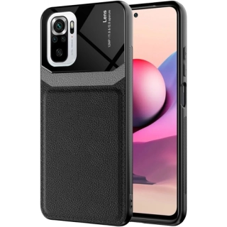 Xiaomi Redmi Note 10 Kılıf Deri Görünümlü Emiks Kapak - Siyah