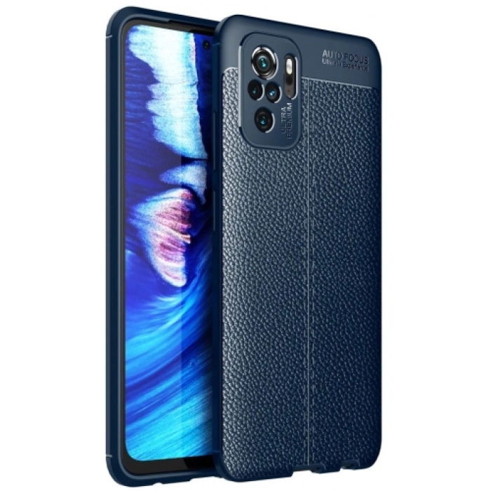 Xiaomi Redmi Note 10 Kılıf Deri Görünümlü Lüks Parmak İzi Bırakmaz Niss Silikon Kapak - Lacivert