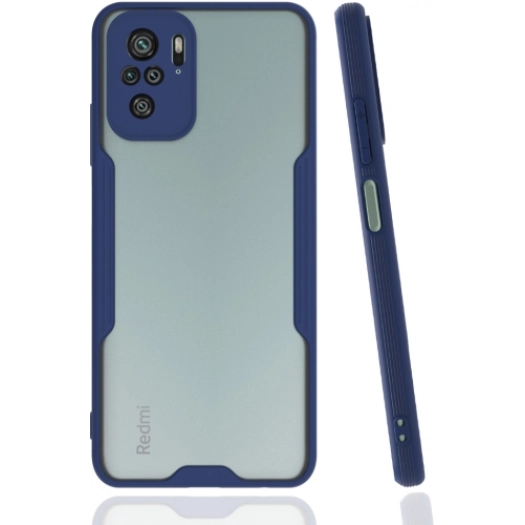 Xiaomi Redmi Note 10 Kılıf Renkli Silikon Kamera Lens Korumalı Şeffaf Parfe Kapak - Lacivert