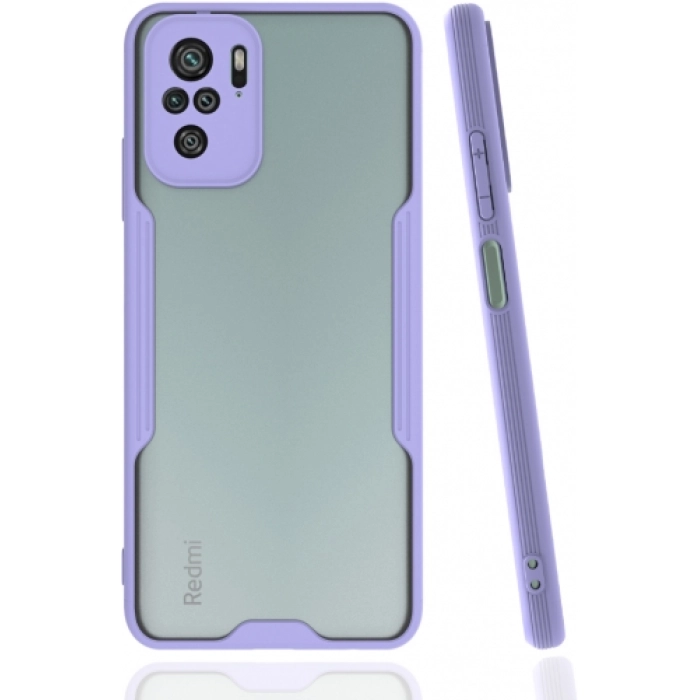 Xiaomi Redmi Note 10 Kılıf Renkli Silikon Kamera Lens Korumalı Şeffaf Parfe Kapak - Lila