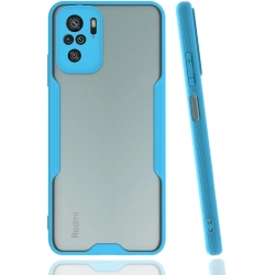 Xiaomi Redmi Note 10 Kılıf Renkli Silikon Kamera Lens Korumalı Şeffaf Parfe Kapak - Mavi