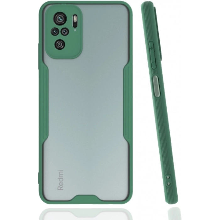 Xiaomi Redmi Note 10 Kılıf Renkli Silikon Kamera Lens Korumalı Şeffaf Parfe Kapak - Yeşil