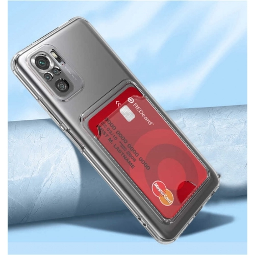 Xiaomi Redmi Note 10 Kılıf Kartlıklı Şeffaf Esnek Silikon Kamera Korumalı