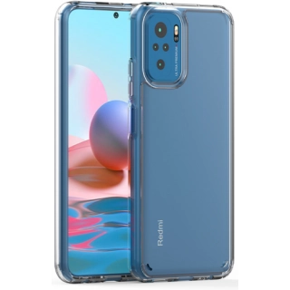 Xiaomi Redmi Note 10 Kılıf Korumalı Kenarları Silikon Arkası Sert Coss Kapak  - Şeffaf