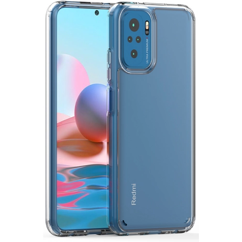 Xiaomi Redmi Note 10 Kılıf Korumalı Kenarları Silikon Arkası Sert Coss Kapak  - Şeffaf