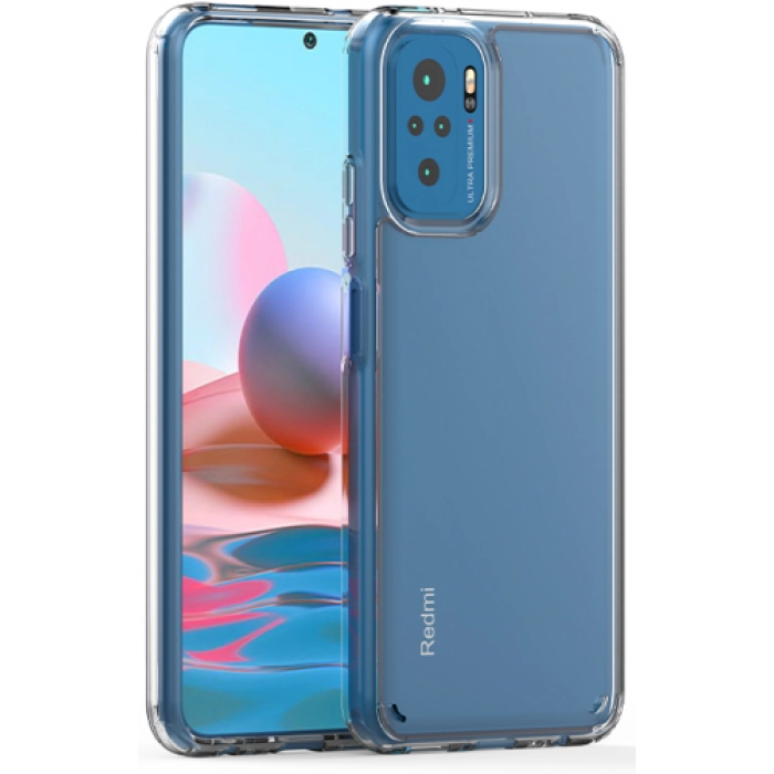 Xiaomi Redmi Note 10 Kılıf Korumalı Kenarları Silikon Arkası Sert Coss Kapak  - Şeffaf