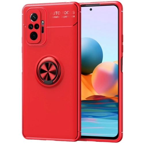Xiaomi Redmi Note 10 Pro Kılıf Renkli Silikon Yüzüklü Standlı Auto Focus Ravel Kapak - Kırmızı