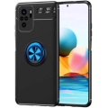 Xiaomi Redmi Note 10 Pro Kılıf Renkli Silikon Yüzüklü Standlı Auto Focus Ravel Kapak - Mavi - Siyah