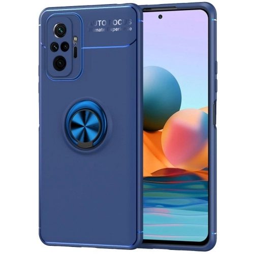 Xiaomi Redmi Note 10 Pro Kılıf Renkli Silikon Yüzüklü Standlı Auto Focus Ravel Kapak - Mavi