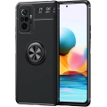 Xiaomi Redmi Note 10 Pro Kılıf Renkli Silikon Yüzüklü Standlı Auto Focus Ravel Kapak - Siyah