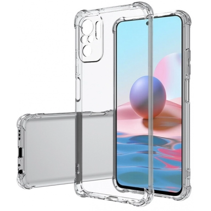 Xiaomi Redmi Note 10 Pro Kılıf Silikon Köşe Korumalı Airbag Darbe Emici Kapak - Şeffaf