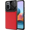 Xiaomi Redmi Note 10 Pro Kılıf Deri Görünümlü Emiks Kapak - Kırmızı