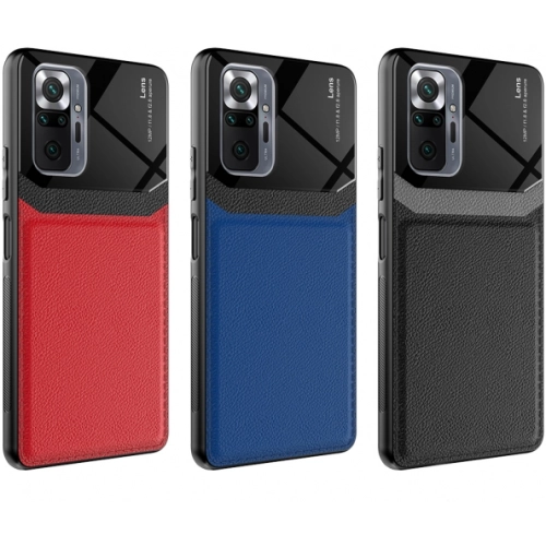 Xiaomi Redmi Note 10 Pro Kılıf Deri Görünümlü Emiks Kapak - Siyah