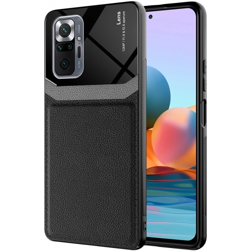 Xiaomi Redmi Note 10 Pro Kılıf Deri Görünümlü Emiks Kapak - Siyah