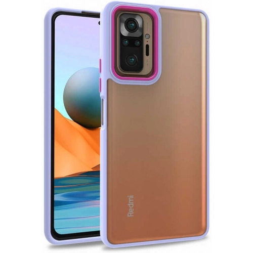 Xiaomi Redmi Note 10 Pro Kılıf Electro Silikon Renkli Flora Kapak - Lila