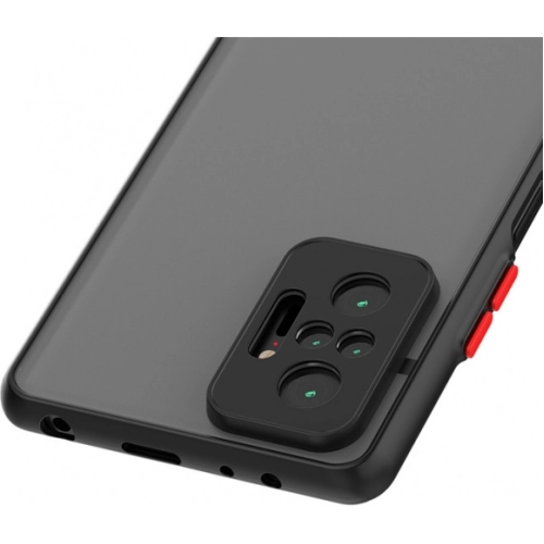 Xiaomi Redmi Note 10 Pro Kılıf Kamera Korumalı Arkası Şeffaf Mat Silikon Kapak - Kırmızı