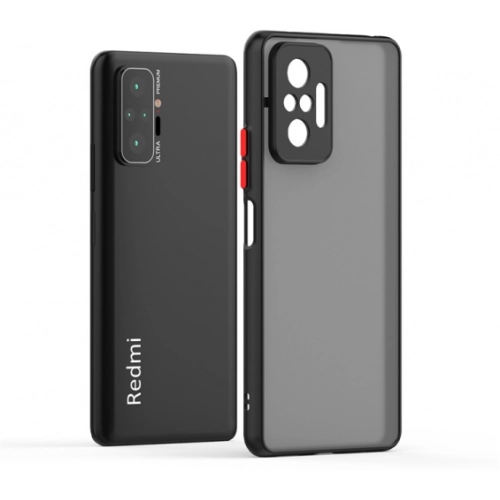 Xiaomi Redmi Note 10 Pro Kılıf Kamera Korumalı Arkası Şeffaf Mat Silikon Kapak - Kırmızı